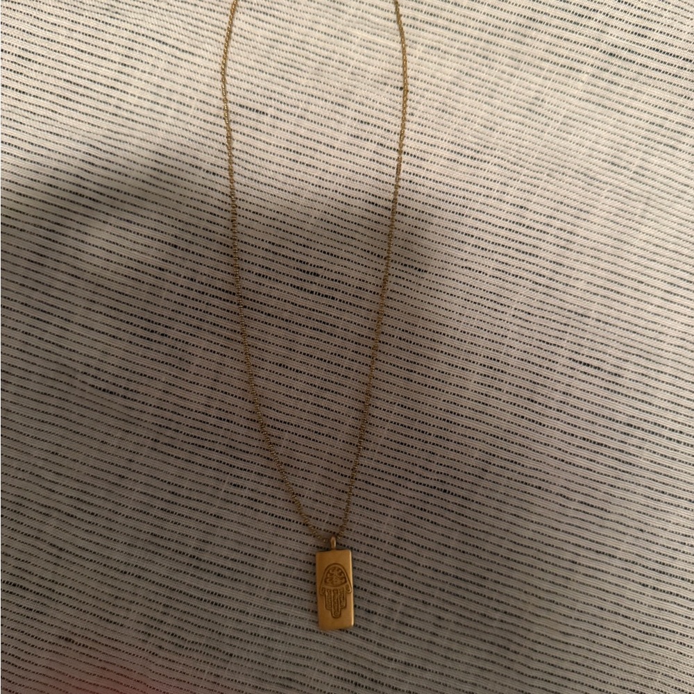Satya Jewelry Gold Hamsa Rectangle Pendant Necklace - Picture 5 of 5